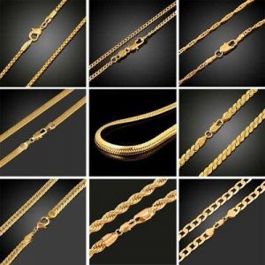 18K Gold Plated Women Men Cuban Hiphop Link Chain Choker Necklace Jewelry 2-10MM