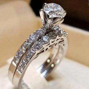 Elegant Women 925 Silver Jewelry Wedding Set Rings White Sapphire Ring Size 5-12