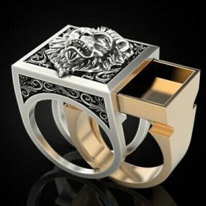 Everything is cheap Jewelry & Watches Fashion Lion Two Tone 925 Silver Rings for Men Party Ring Gift Size 7-13