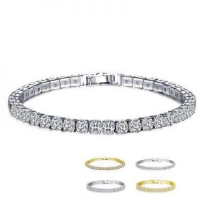 Gold/Silver Single/Double/Three Row Zircon Crystal Bracelet Wedding Jewelry Gift