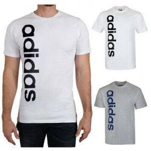 Adidas Men&#039;s Short Sleeve Cotton Vertical Logo The Go To T-Shirt
