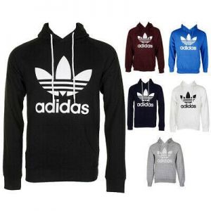 Adidas Men&#039;s Trefoil Logo Graphic Pouch Pocket Pullover Hoodie