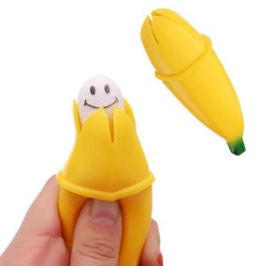 Everything is cheap Toys & Games Novelty Squeeze Pop Out Silicone Banana Doll Stress Relief Toy Keychain Funny Gift