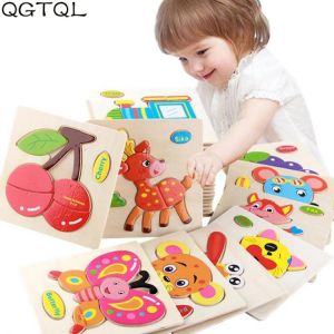 Everything is cheap Toys & Games Baby Toys Wooden 3d Puzzle Cartoon Animal Intelligence Kids Educational Brain Teaser Children Tangram Shapes  Learning Jigsaw