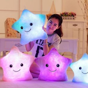 Everything is cheap Toys & Games 34CM Creative Toy Luminous Pillow Soft Stuffed Plush Glowing Colorful Stars Cushion Led Light Toys Gift For Kids Children Girls